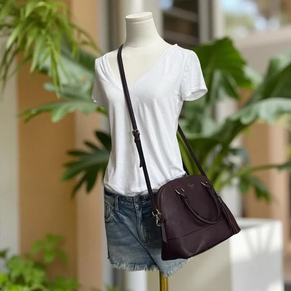 Authentic Kate Spade Plum Carli McCall Street Leather Satchel Crossbody! COA! - Picture 12 of 13